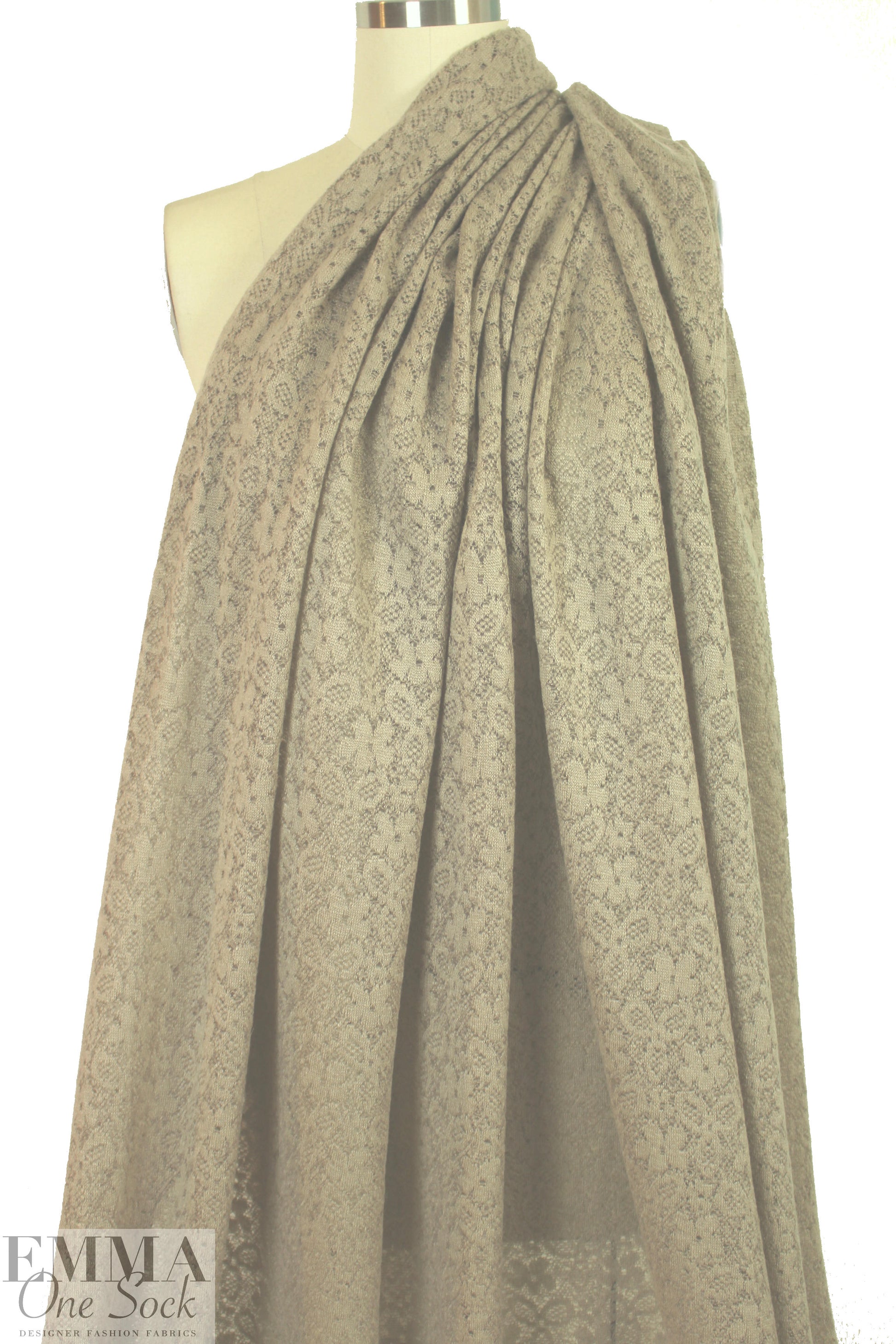 NY designer wool blend sweater lace - warm taupe 1.75 yd