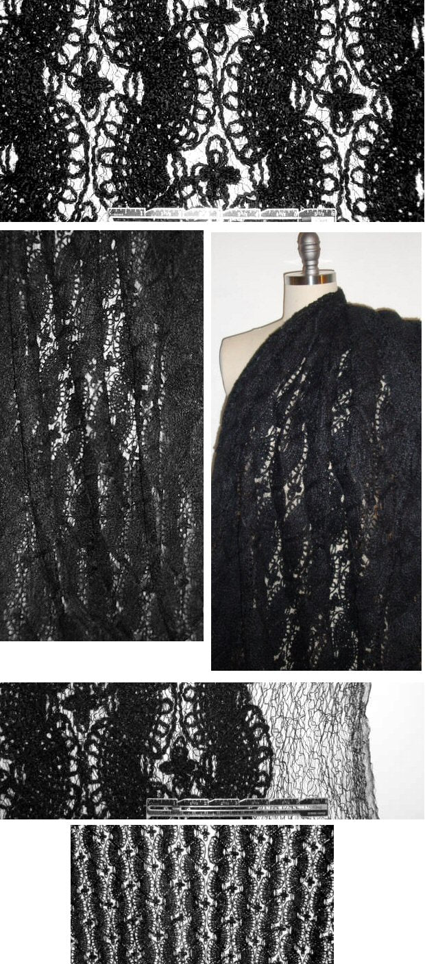 NY designer yarn-on-mesh lace - black .7 yds