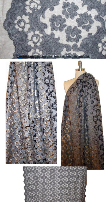 famous designer light gray/black medallion wool lace