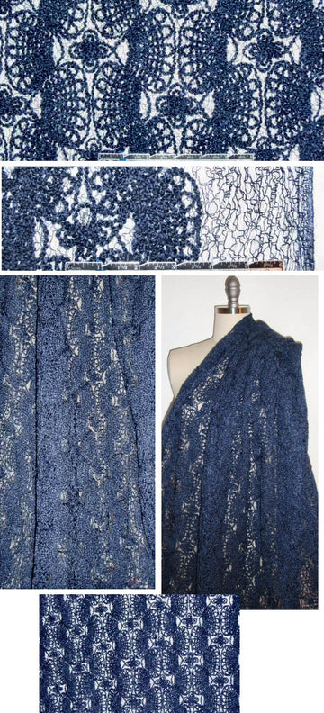 NY designer yarn-on-mesh lace - navy