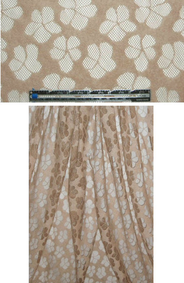 NY designer wool with netting floral lace - sand