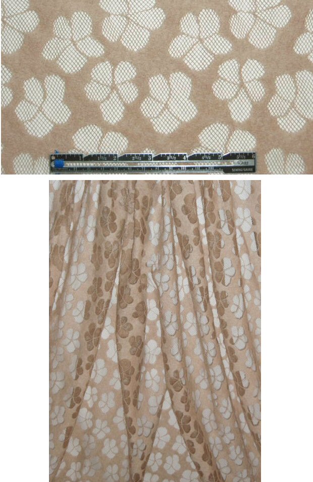 NY designer wool with netting floral lace - sand 1.4 yd