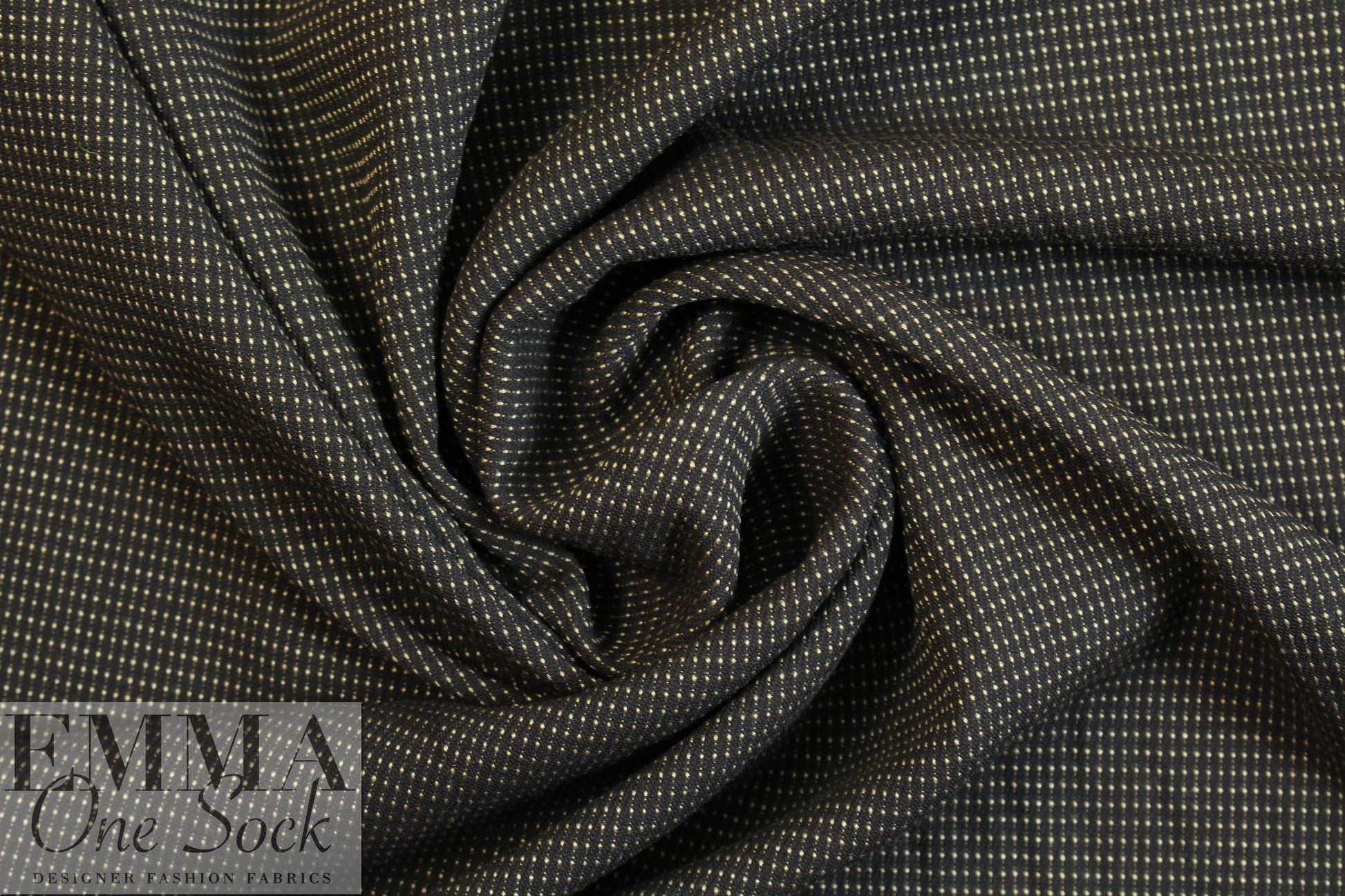 Italian wool stretch jacquard woven - chocolate dot .875 yds