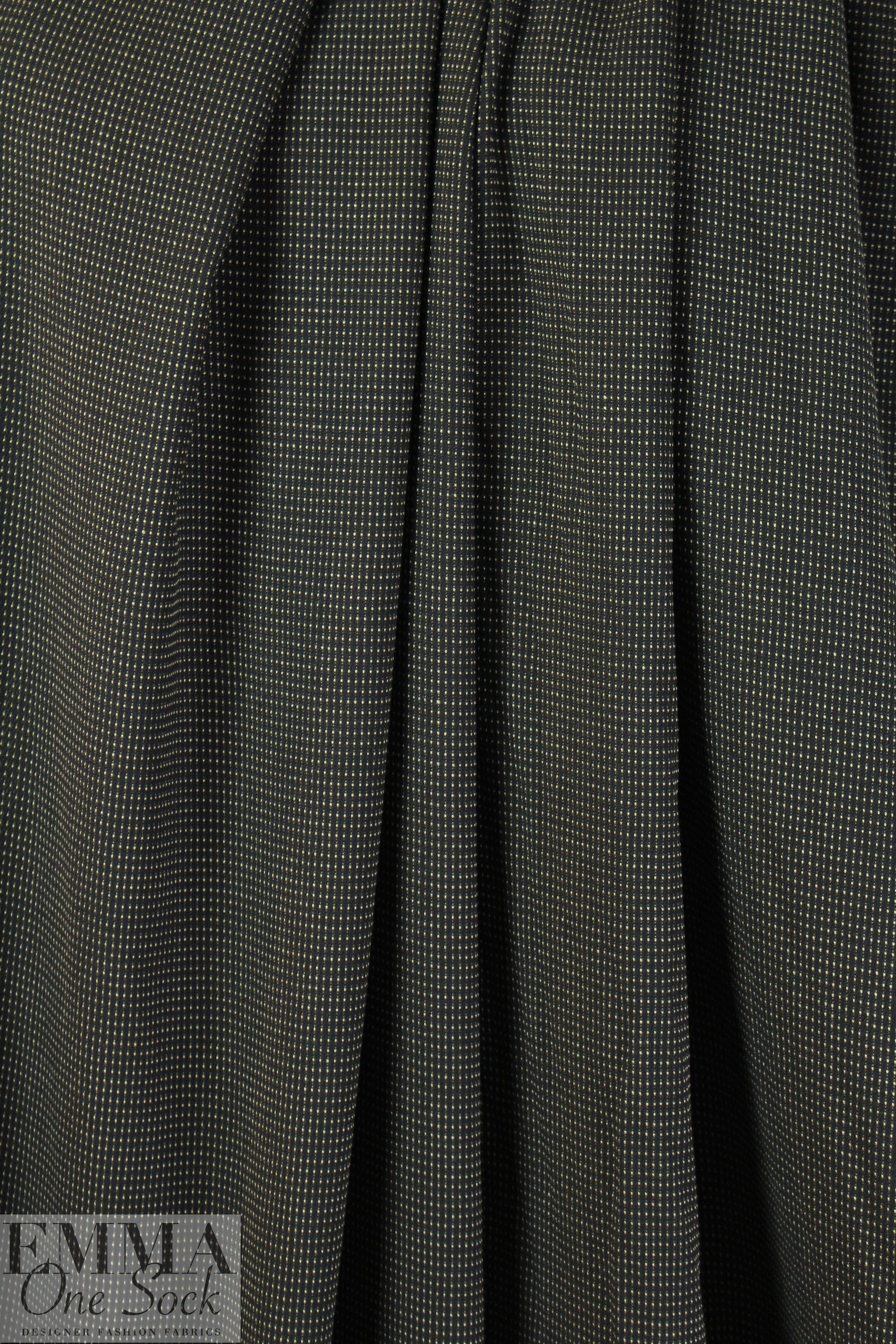 Italian wool stretch jacquard woven - chocolate dot 1.375 yds