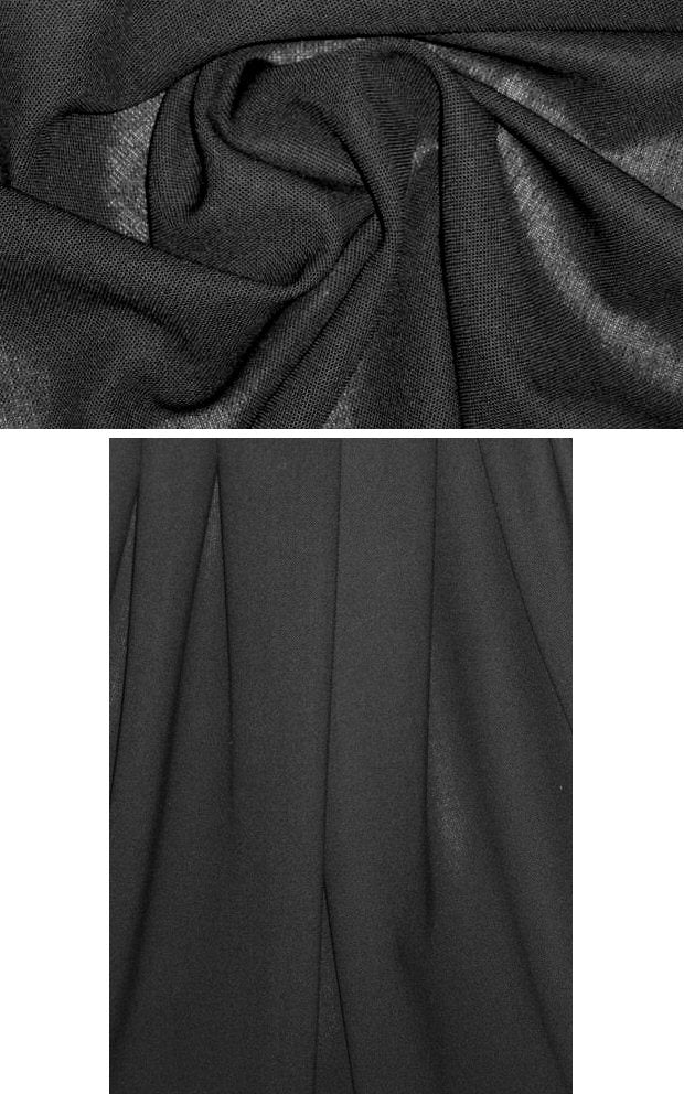 Italian jet black micro-pique drapey wool woven .75 yds