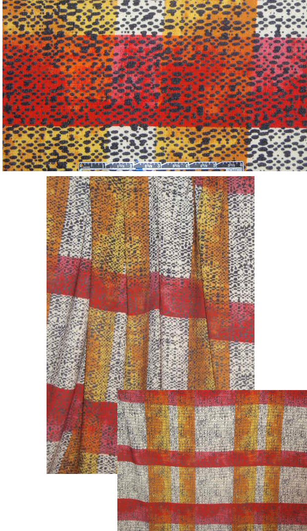 NY designer wool/lycra dotty spiced plaid