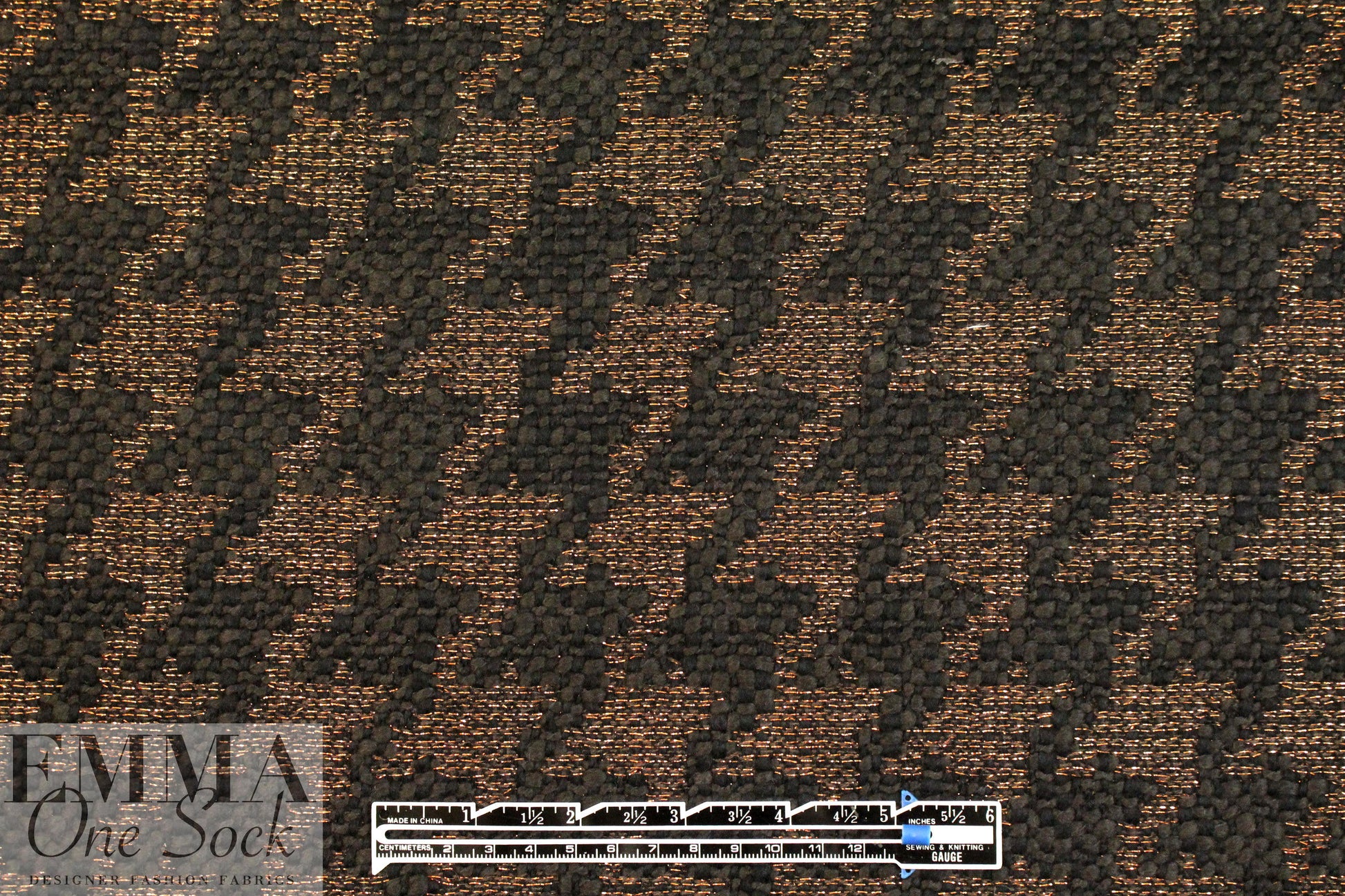 Italian copper/licorice houndstooth wool suiting