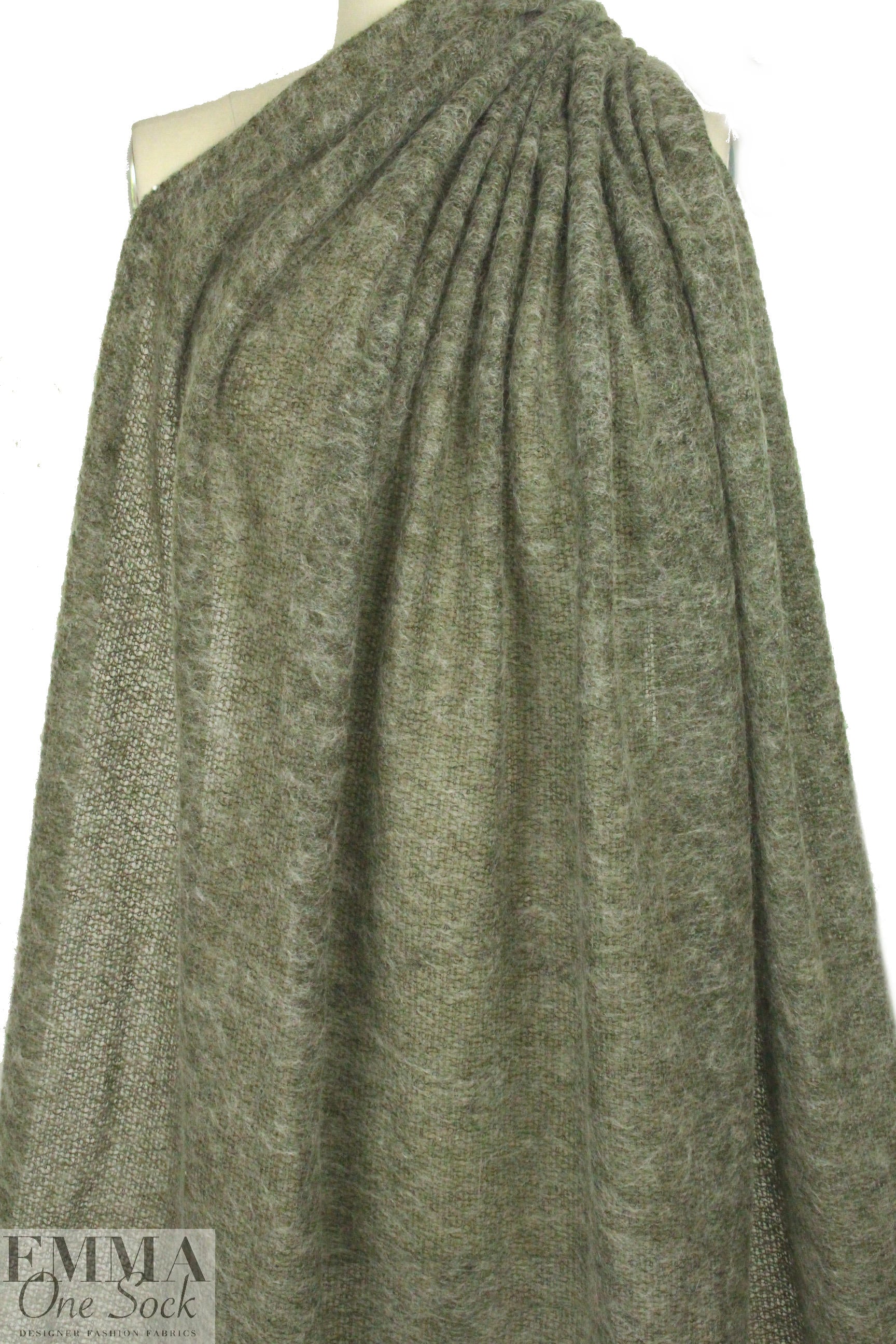 Italian loden green wool/mohair sweater knit 1.5 yd