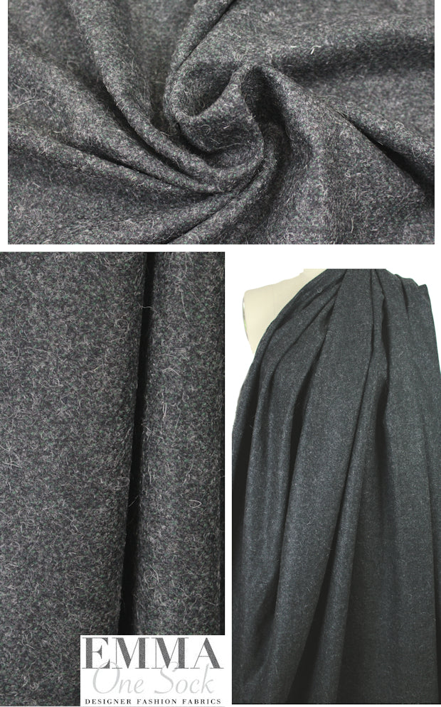 Italian wool/mohair tweedy woven - navy/green 1 yard