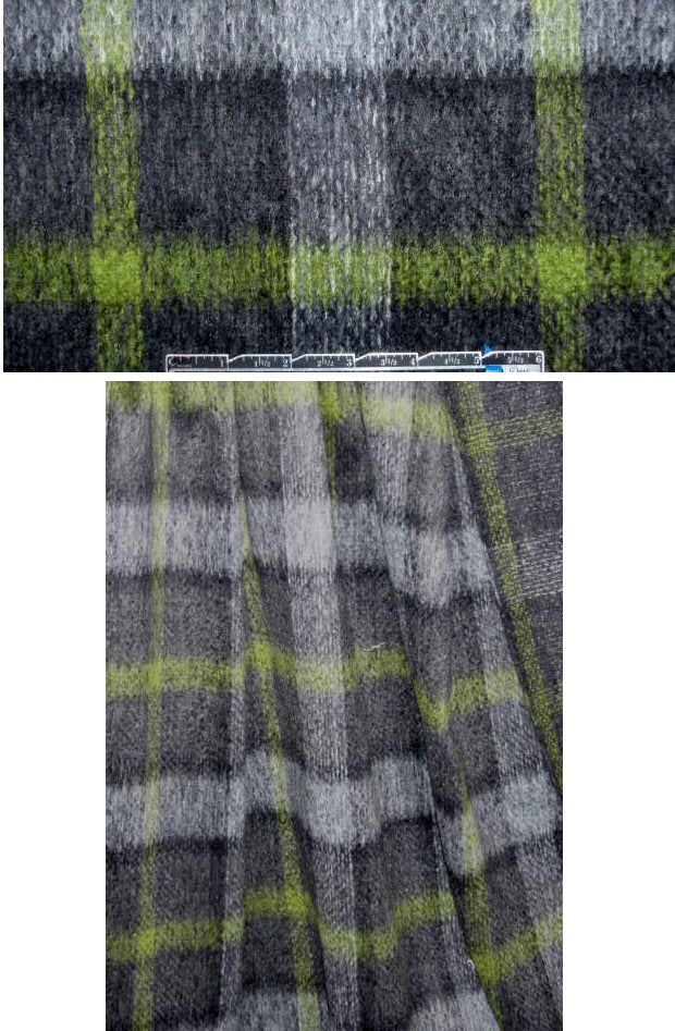 Italian wool/mohair plaid - moss/gray/black