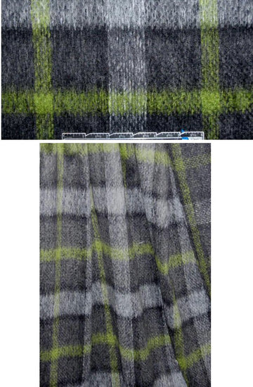 Italian wool/mohair plaid - moss/gray/black
