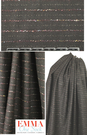 Tah@ri wool stripe twill suiting - umber/metallic 1.125 yds