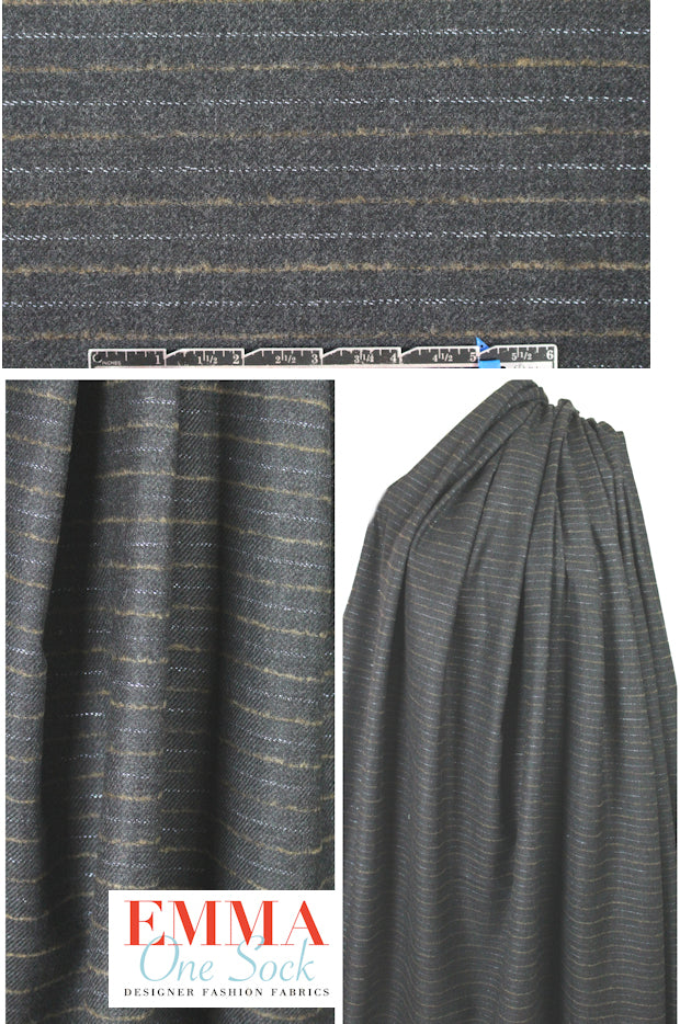 Tah@ri wool stripe twill suiting - gray/metallic