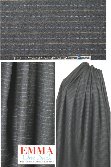 Tah@ri wool stripe twill suiting - gray/metallic
