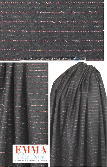 Tah@ri wool stripe twill suiting - gray/pink/met