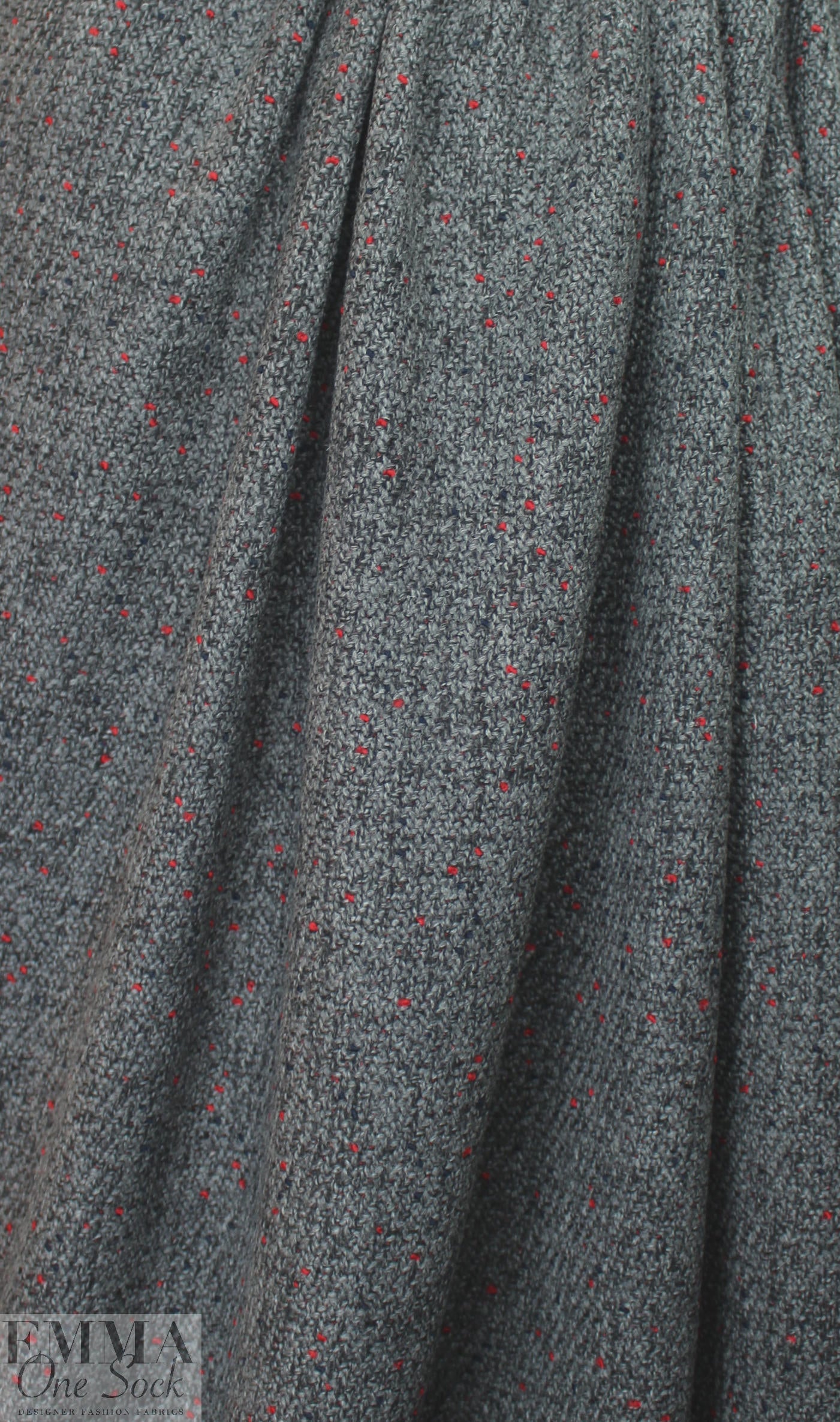 famous designer Italian wool blend 'knot stitch' - charcoal/red 1.25 yds