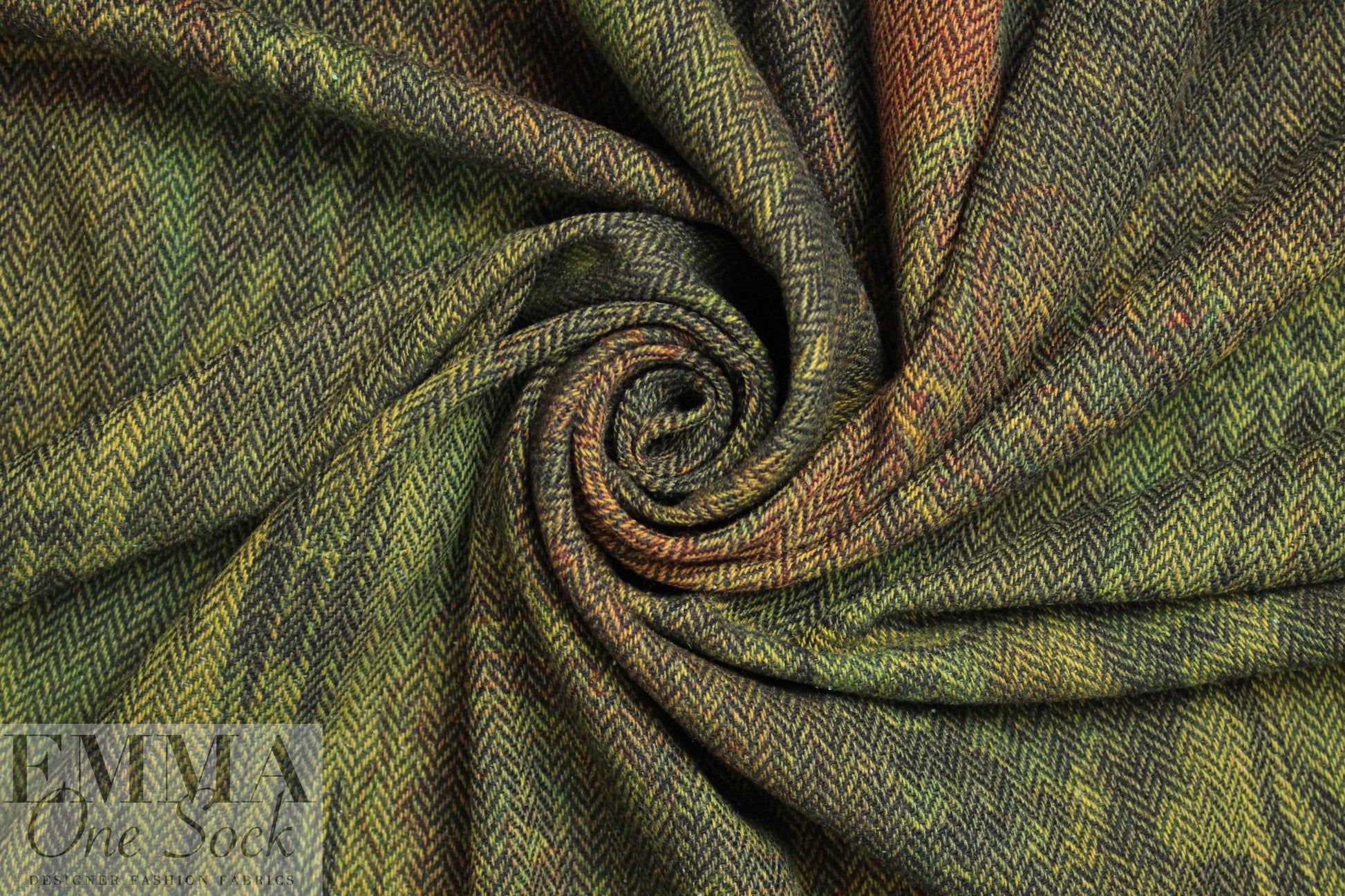 Italian autumn tones printed wool blend herringbone