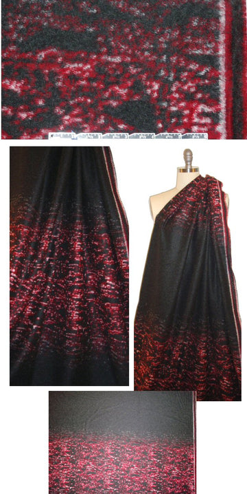 Italian wool knit panel - charcoal/red