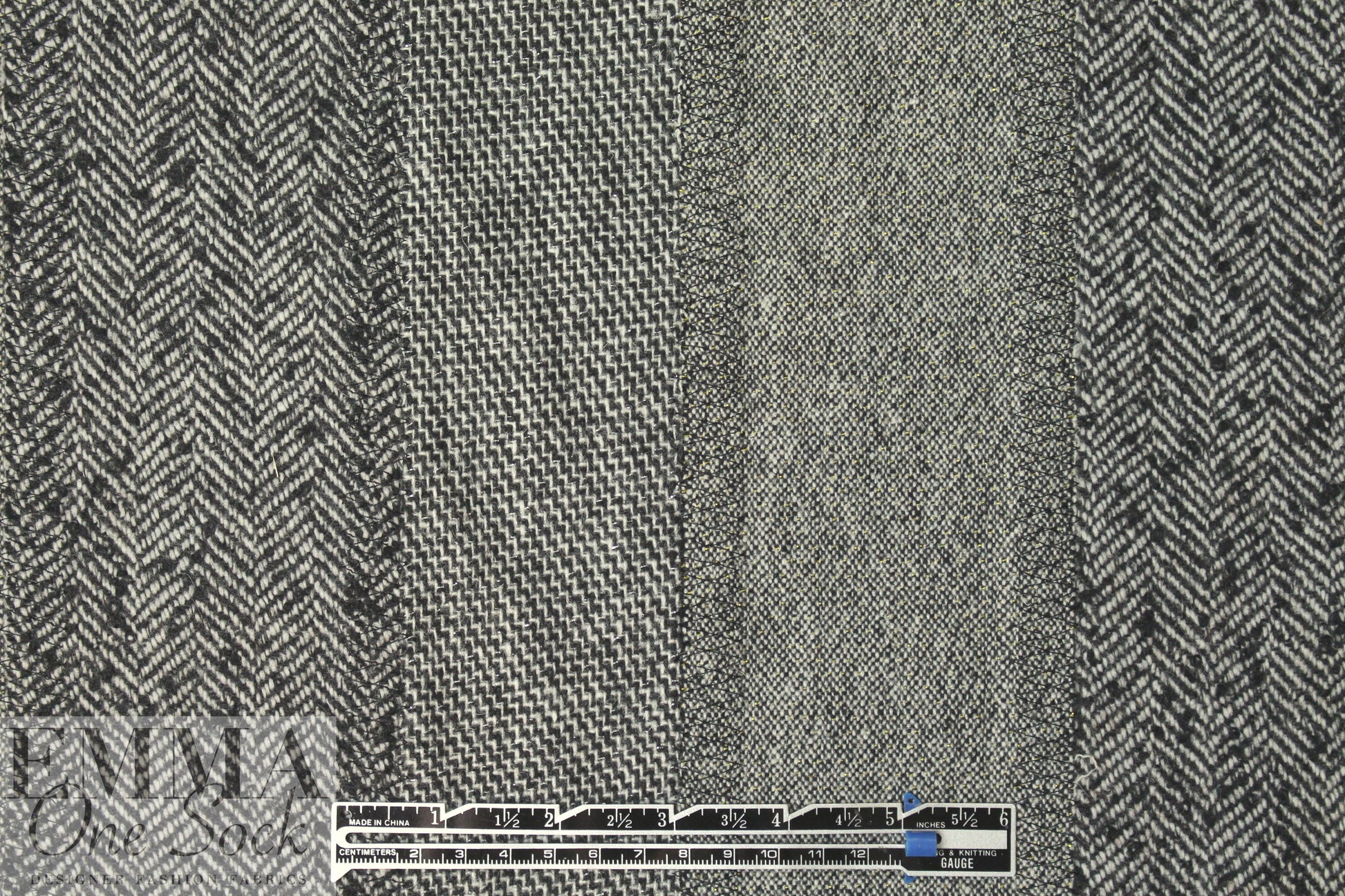 Italian 'three wools' patchwork woven - salt/pepper