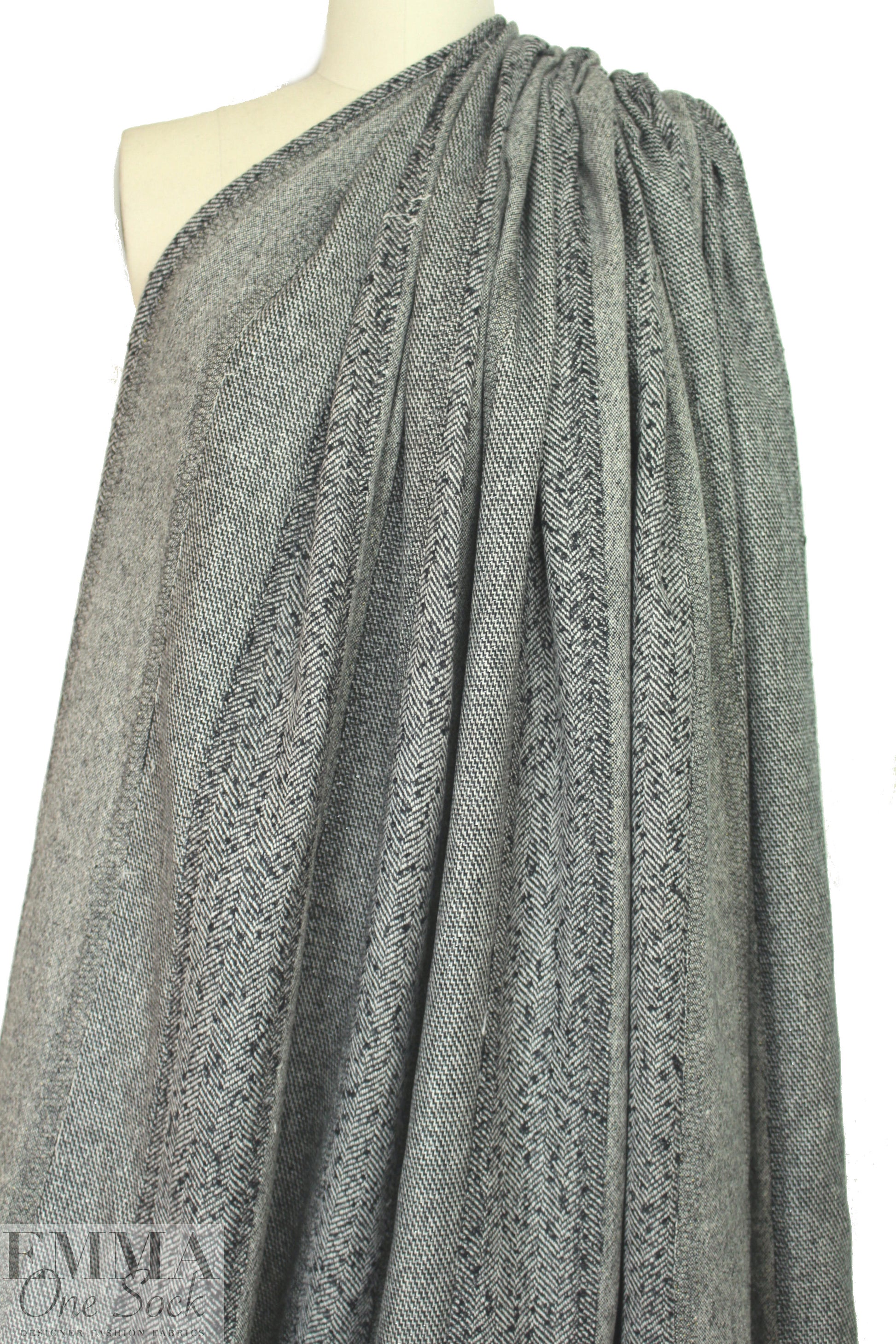 Italian 'three wools' patchwork woven - salt/pepper