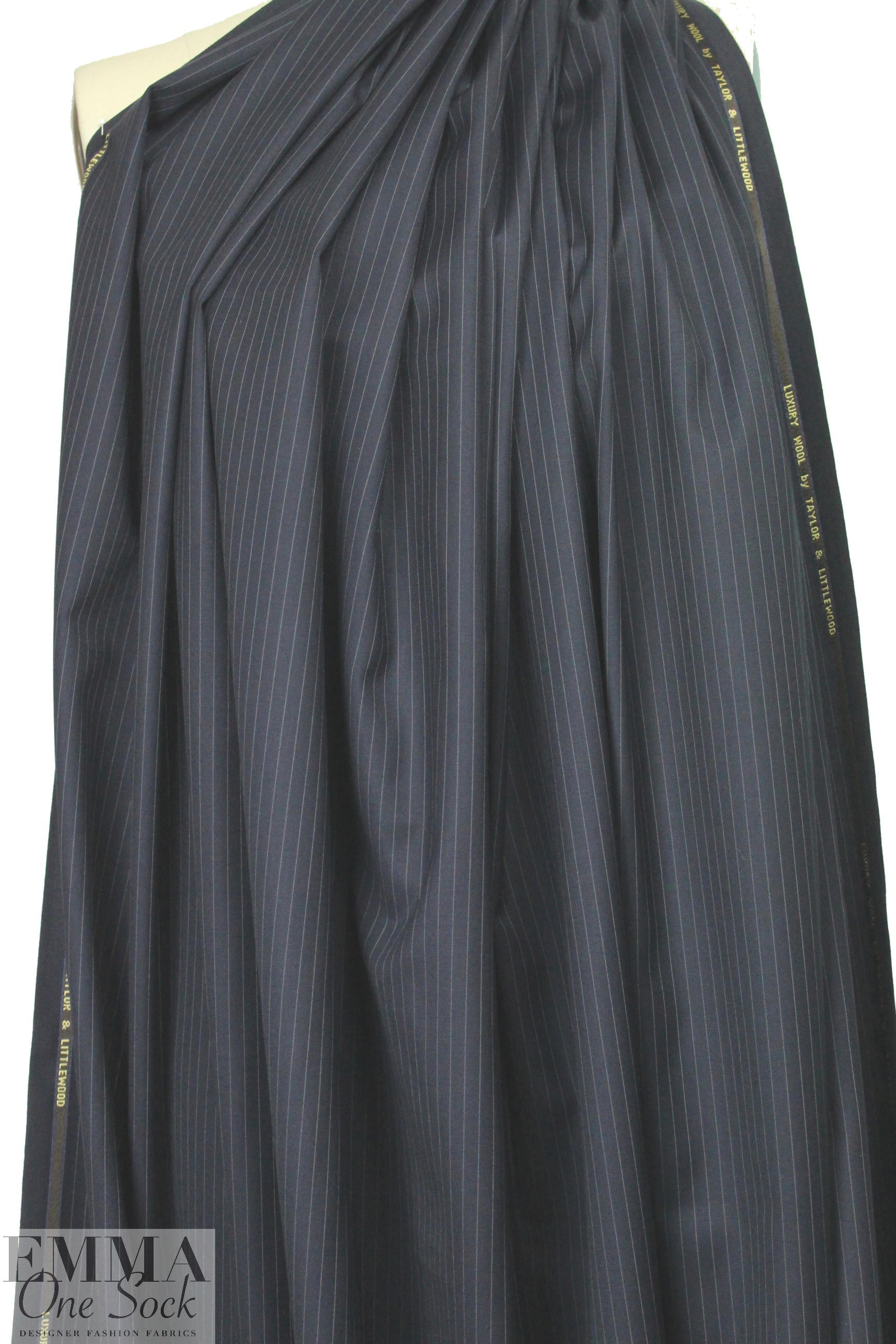 English luxury wool pinstripe woven - navy/gray