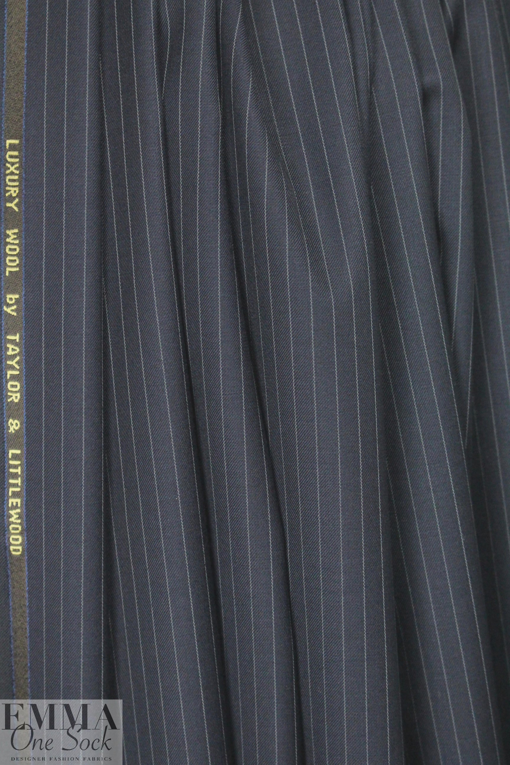 English luxury wool pinstripe woven - navy/gray