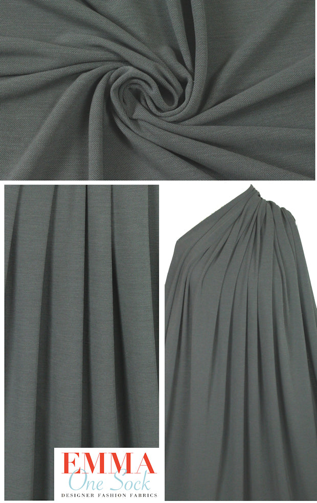 Italian pique' texture wool knit - gunmetal 1.5 yds