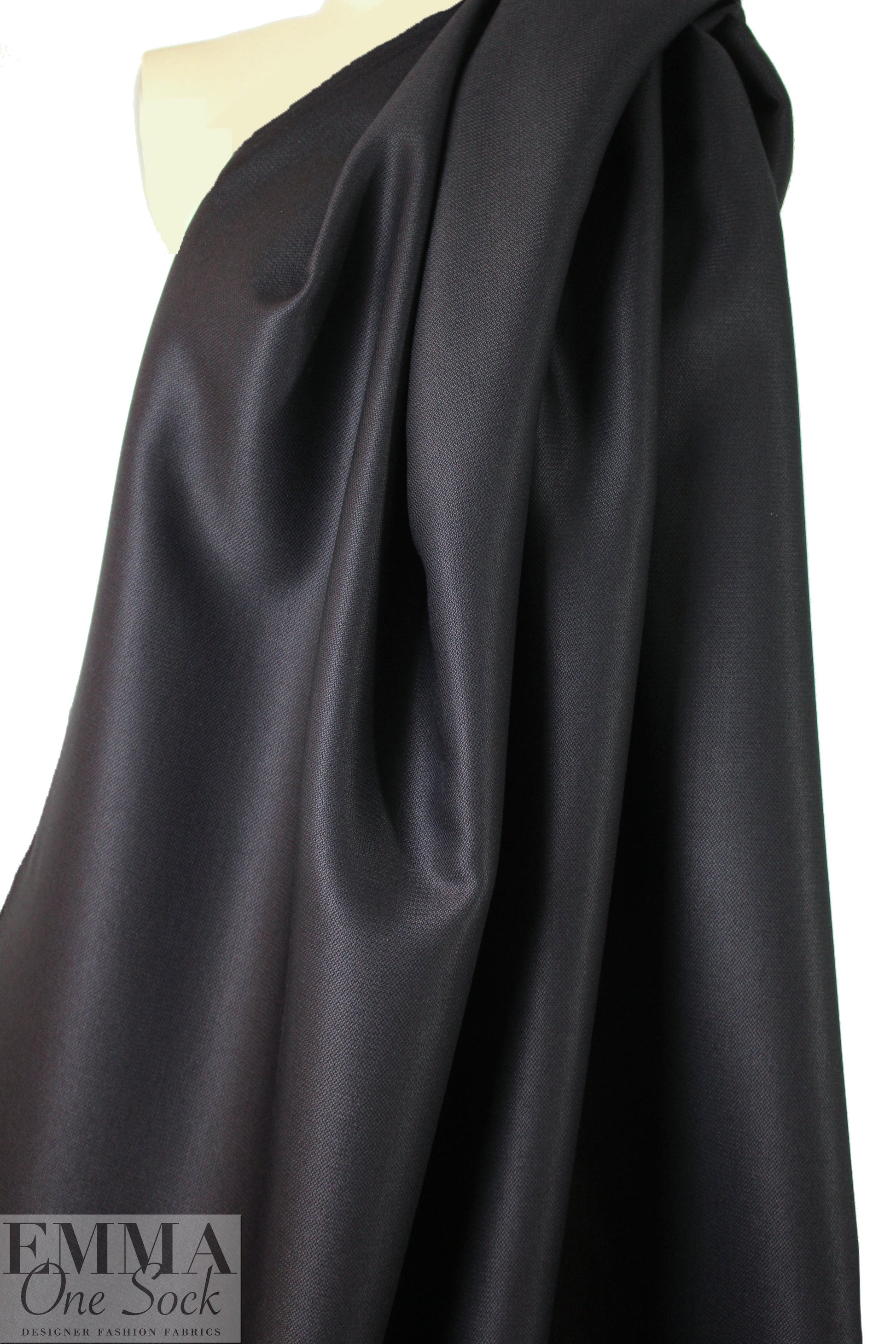 Italian wool pique' textured woven - deep midnight