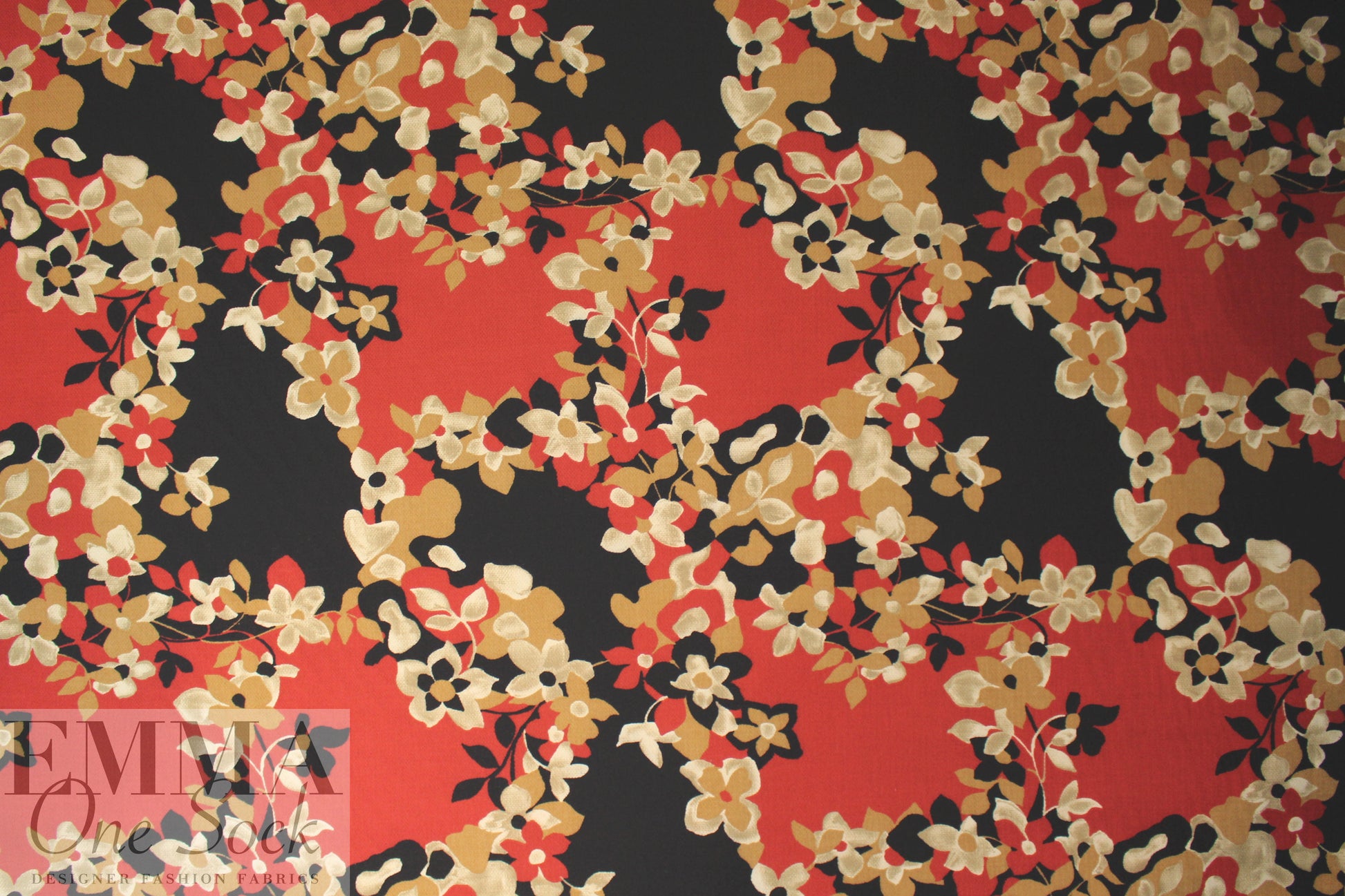 Italian wool pique textured woven - tandoori floral 1.875 yds