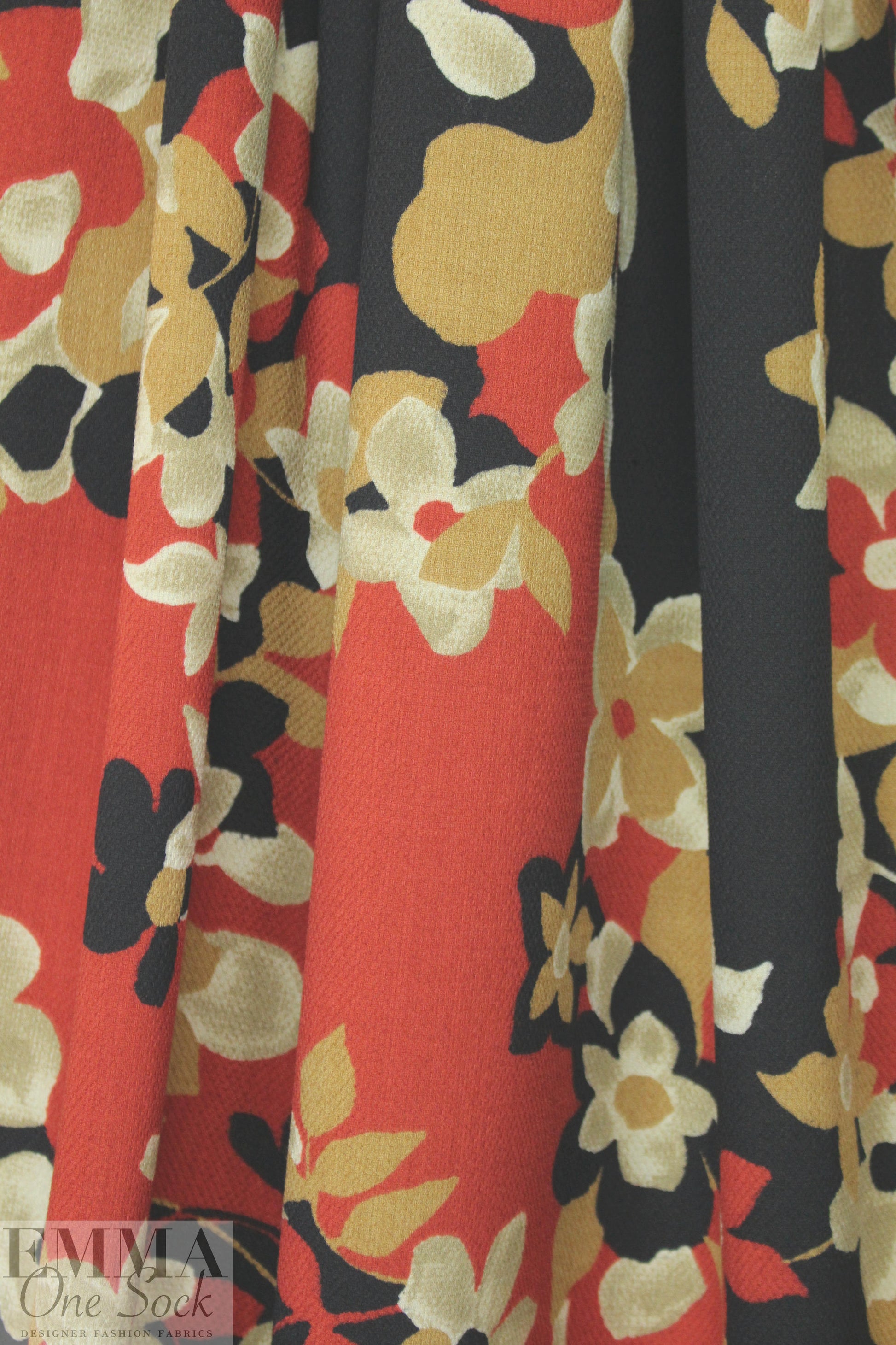 Italian wool pique textured woven - tandoori floral