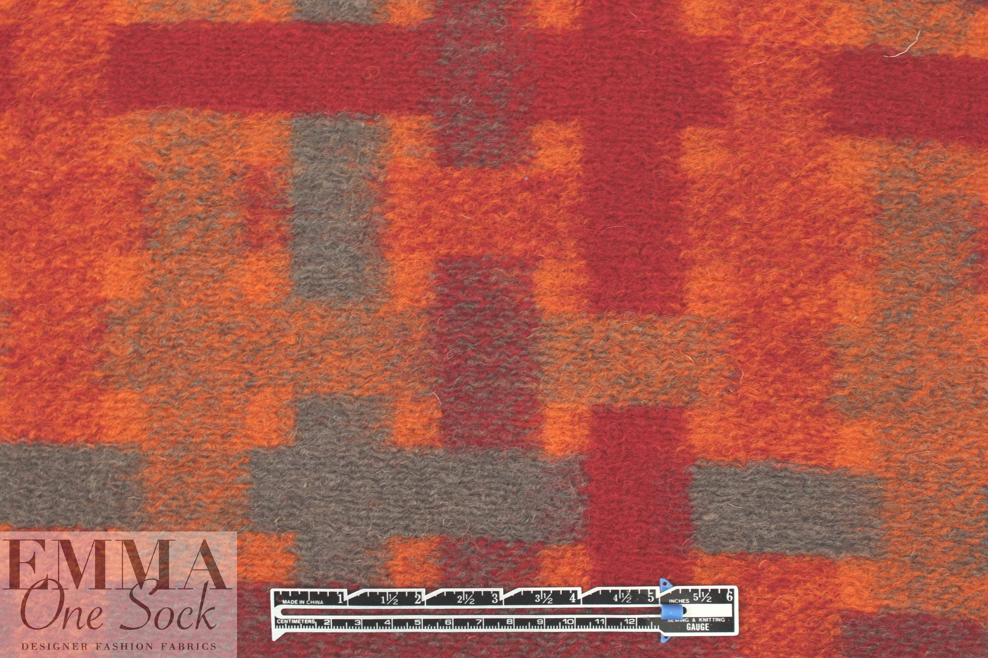 Italian spicy plaid textured wool fleece