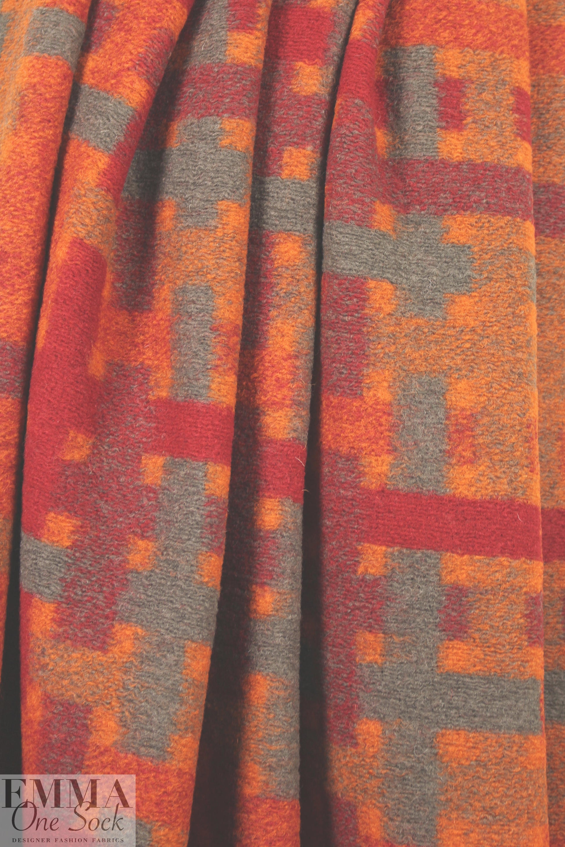 Italian spicy plaid textured wool fleece .75 yds