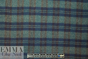 Italian virgin wool yarn dyed plaid - teal/indigo/sand .75 yds