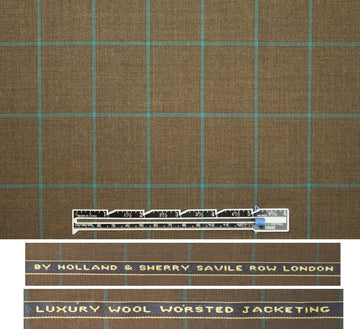 famous designer worsted wool plaid - chocolate/teal .75 yds
