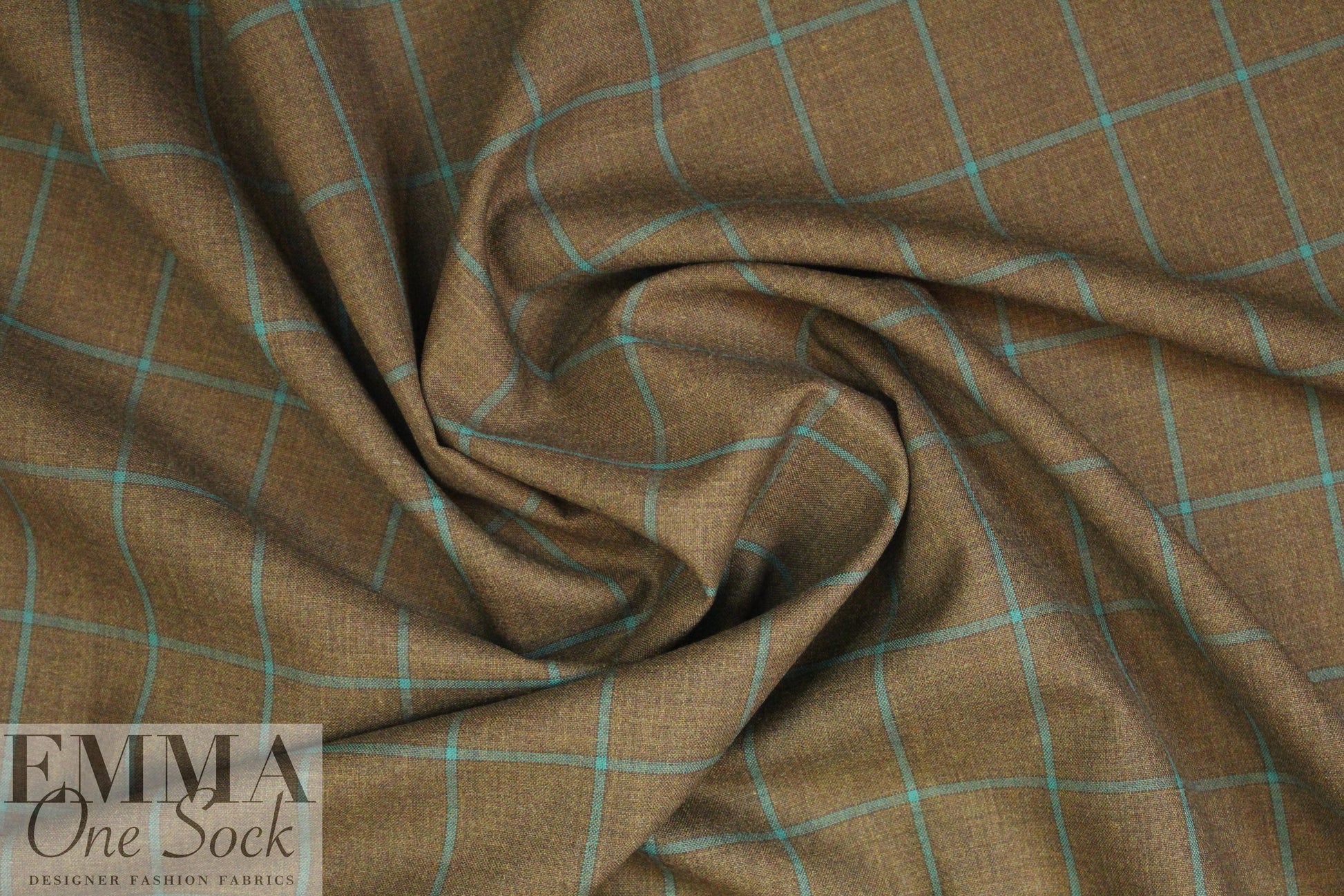 famous designer worsted wool plaid - chocolate/teal