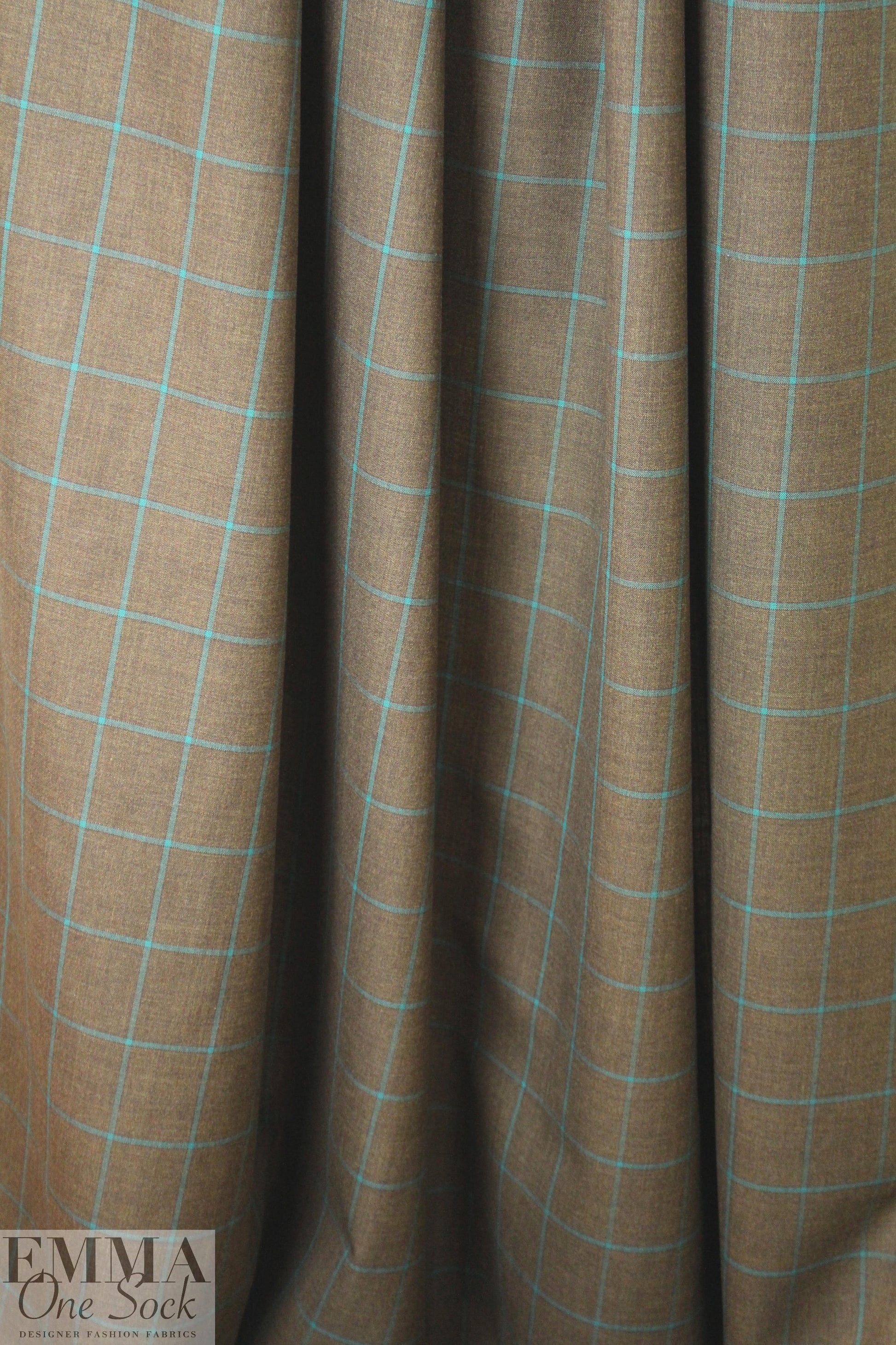 famous designer worsted wool plaid - chocolate/teal