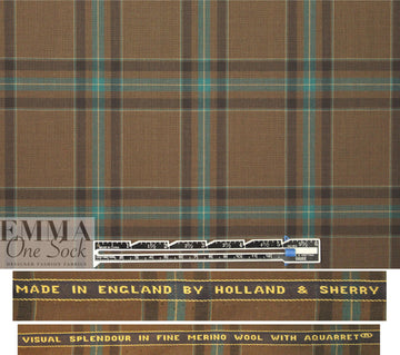 famous designer merino wool plaid - chocolate/teal
