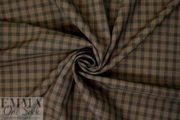 famous designer merino wool plaid - cocoa/teal 1.5 yd