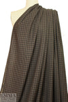 famous designer merino wool plaid - cocoa/teal 1.5 yd