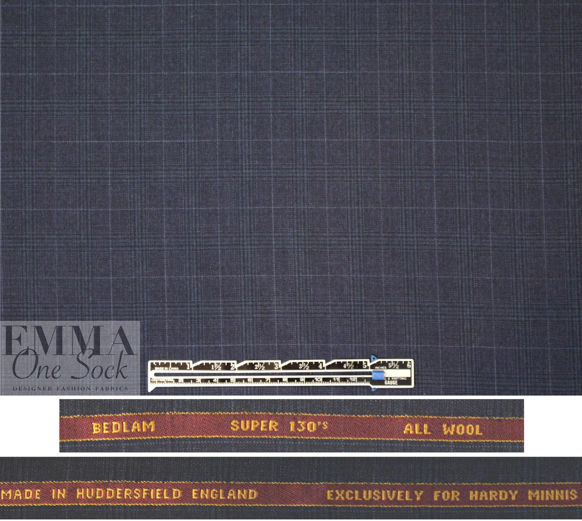 famous designer super 130 wool plaid - midnight 2 yd