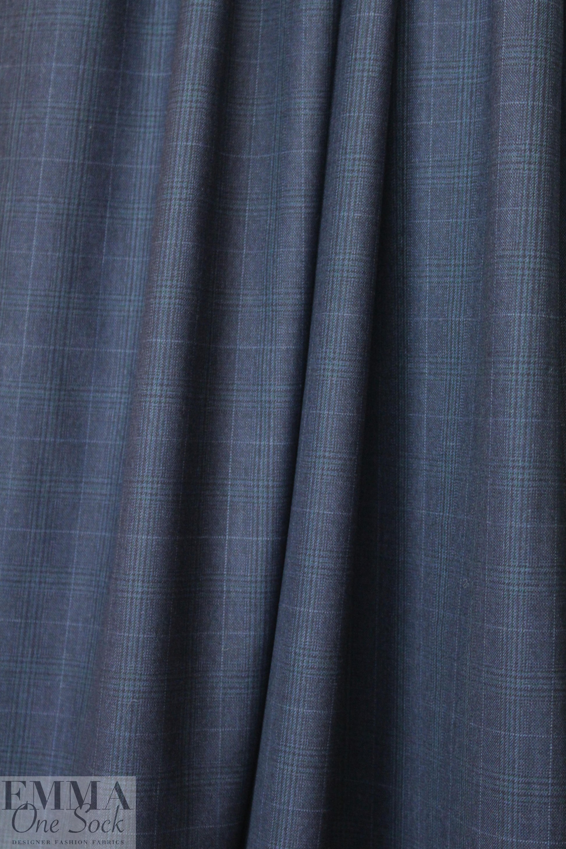 famous designer super 130 wool plaid - midnight 1.66 yd