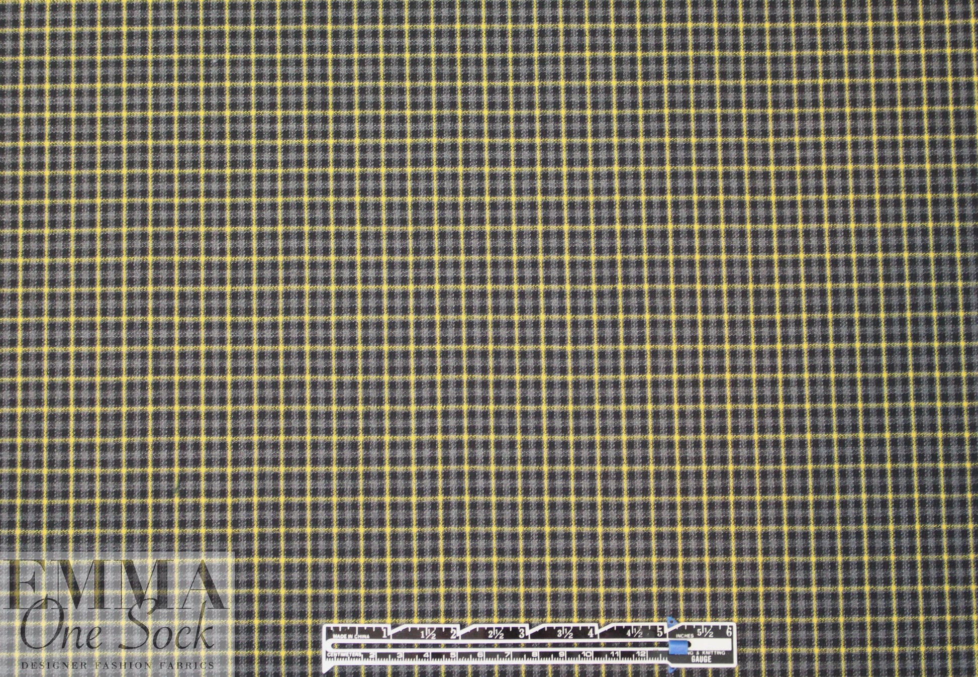 famous designer virgin wool plaid - carbon/yellow