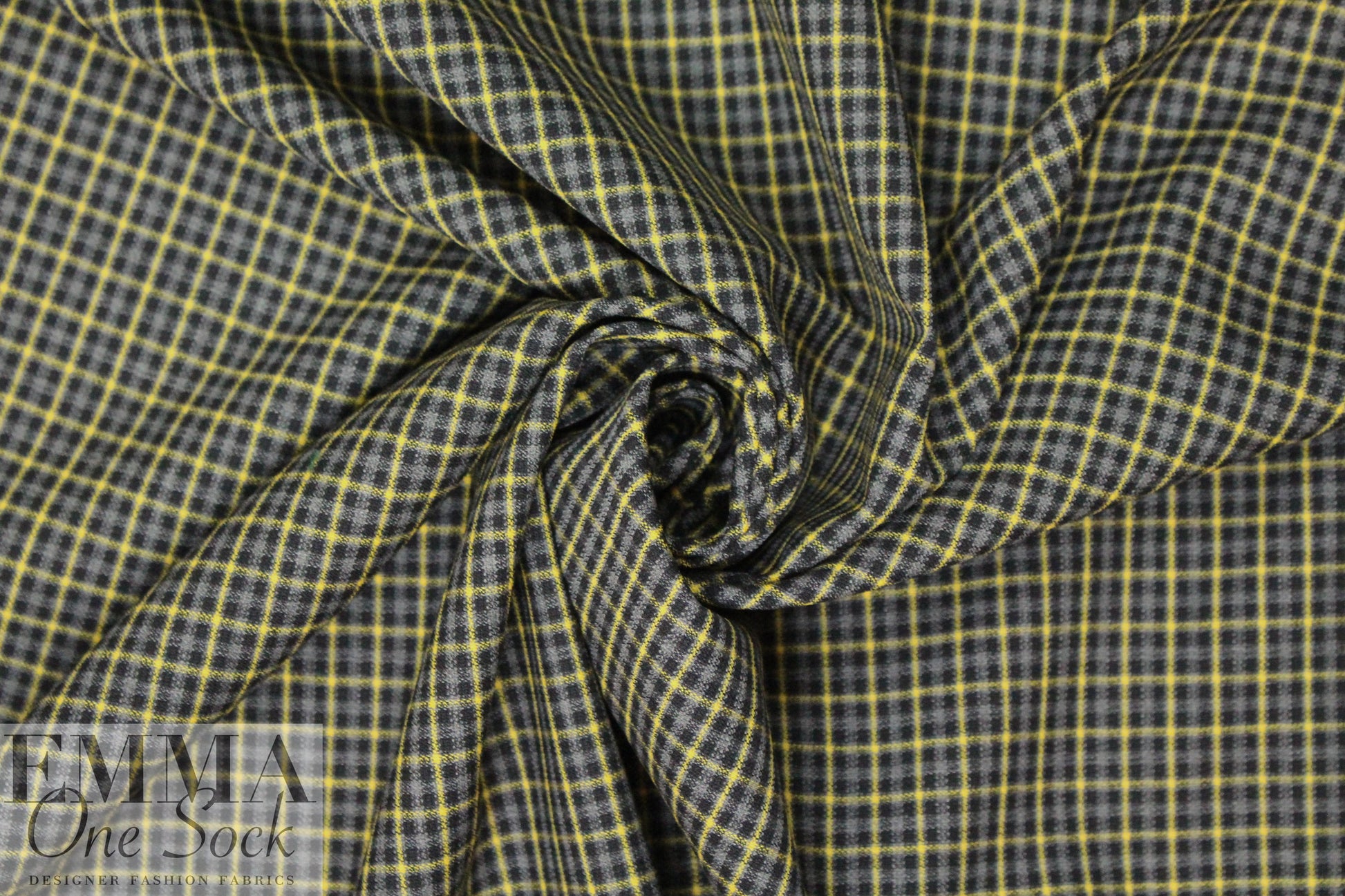 famous designer virgin wool plaid - carbon/yellow