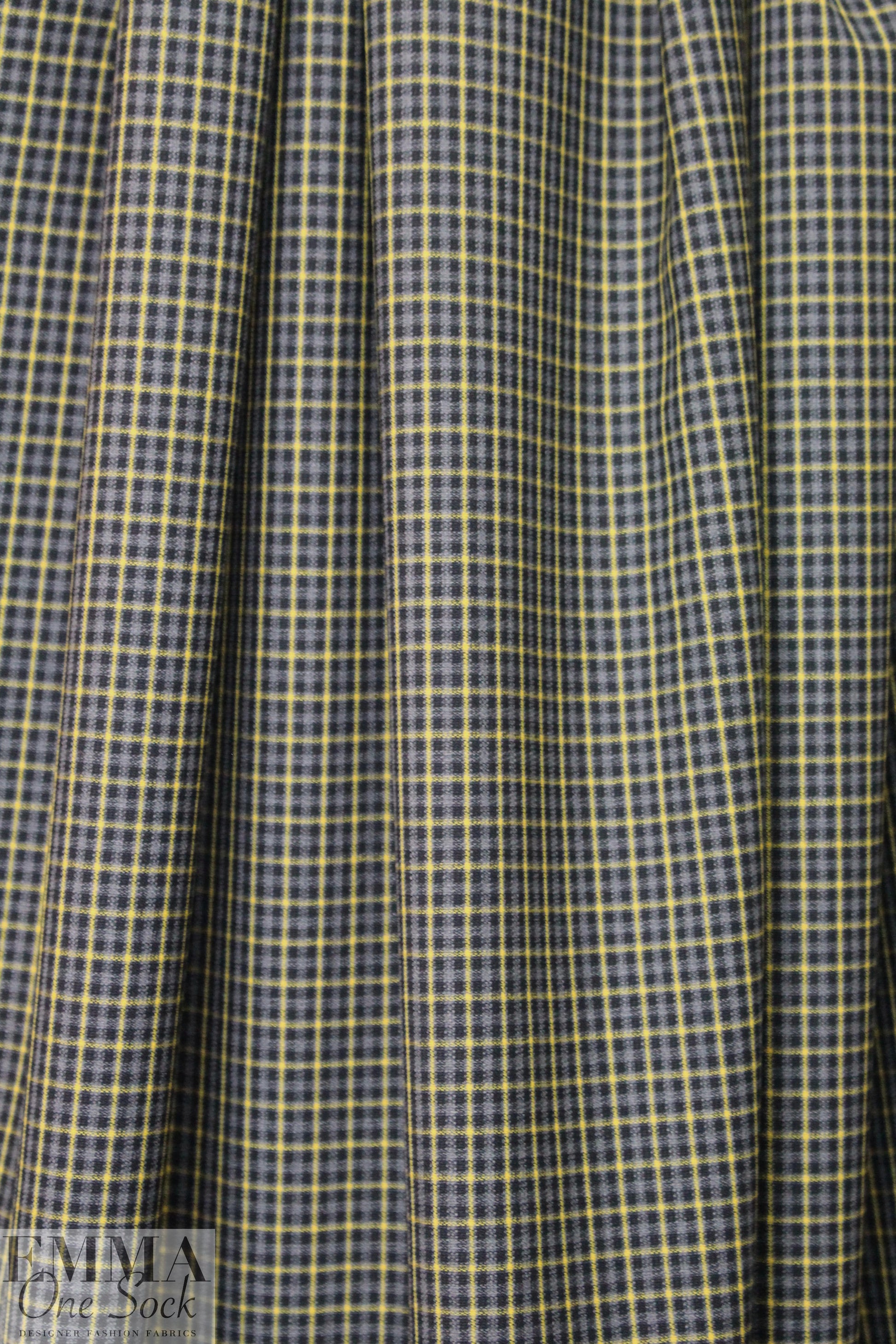 famous designer virgin wool plaid - carbon/yellow