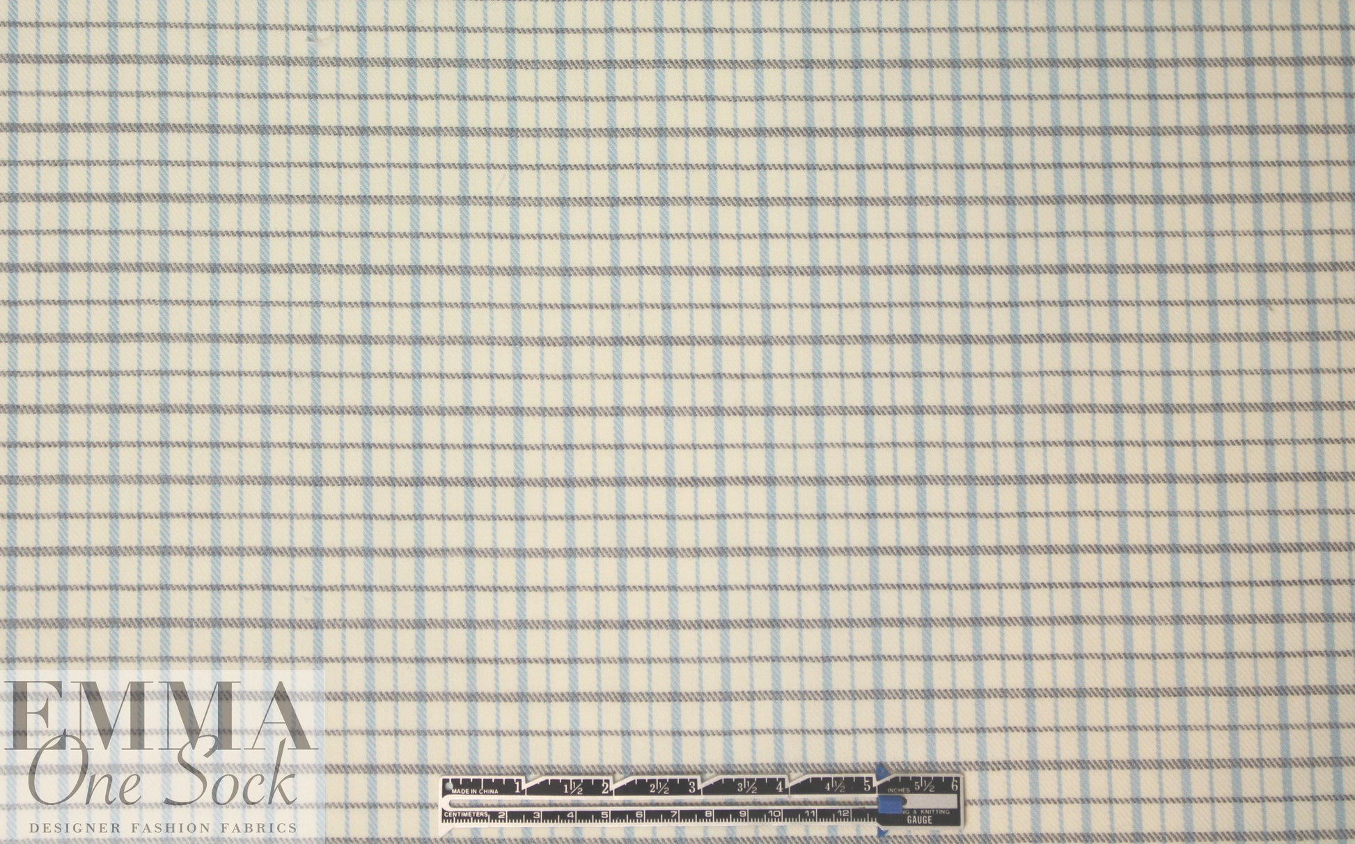 famous designer virgin wool plaid - ivory/robin's egg 1.5 yd
