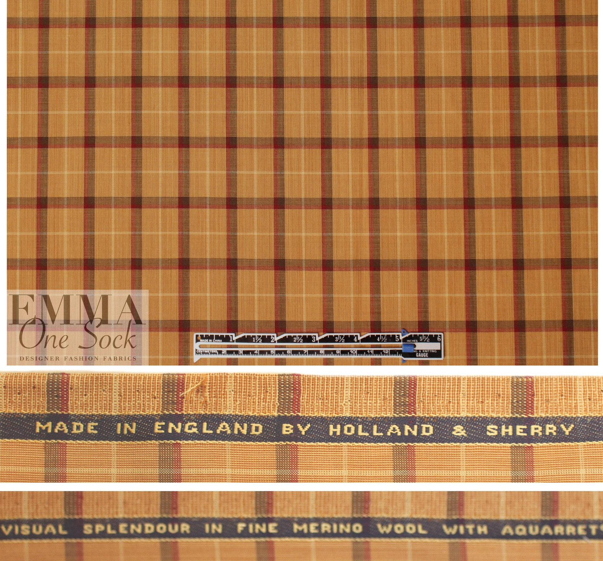 famous designer merino wool plaid - cinnamon