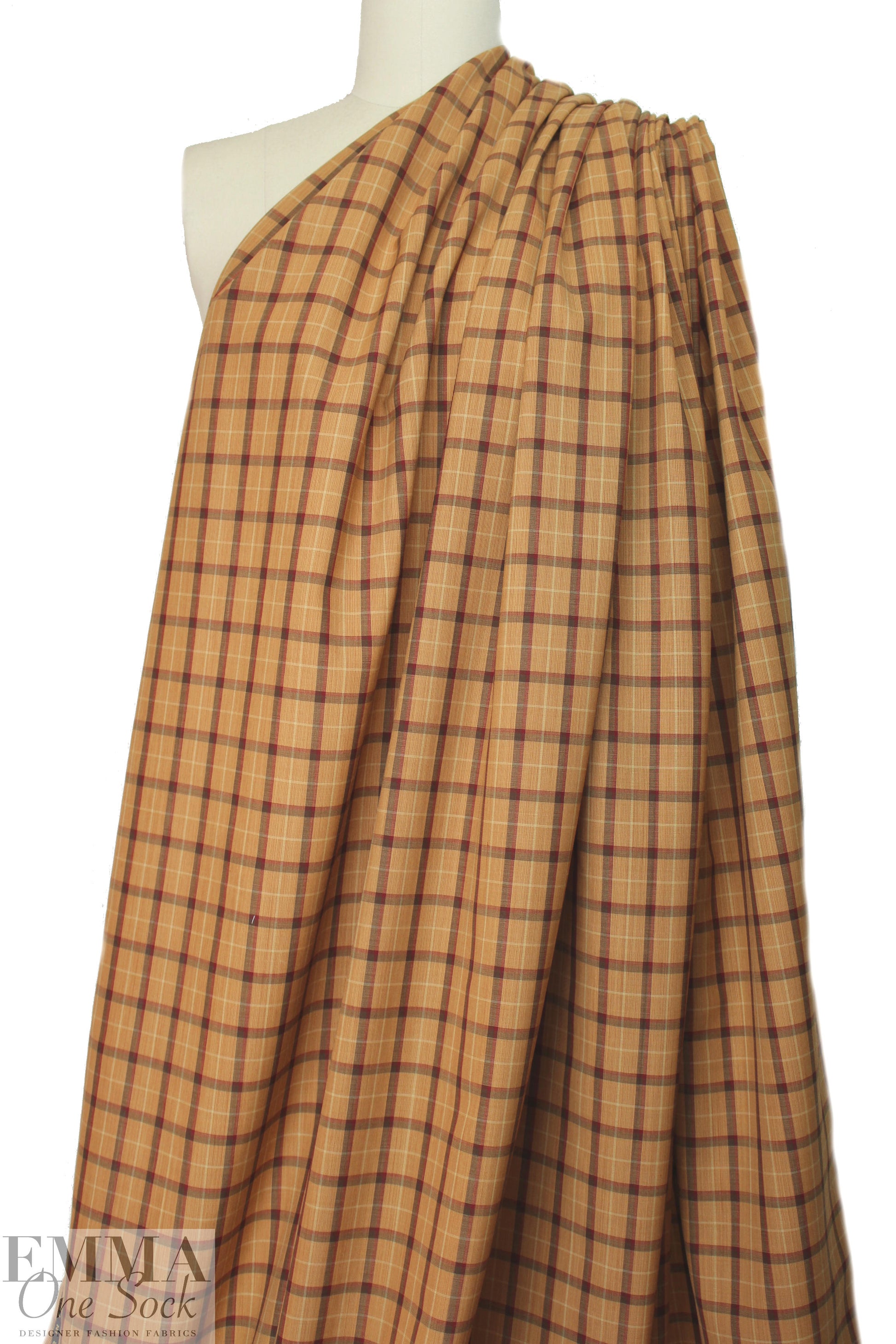 famous designer merino wool plaid - cinnamon