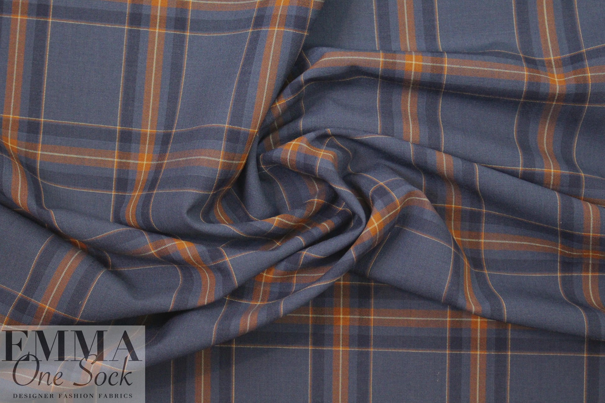 famous designer merino wool plaid - navy/rust