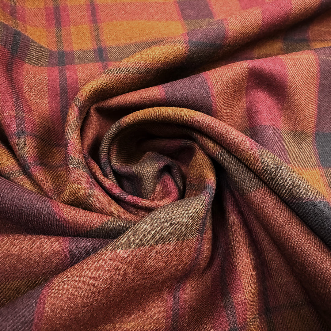 Italian spice tones plaid all-wool twill weave dress weight 1.75 yd