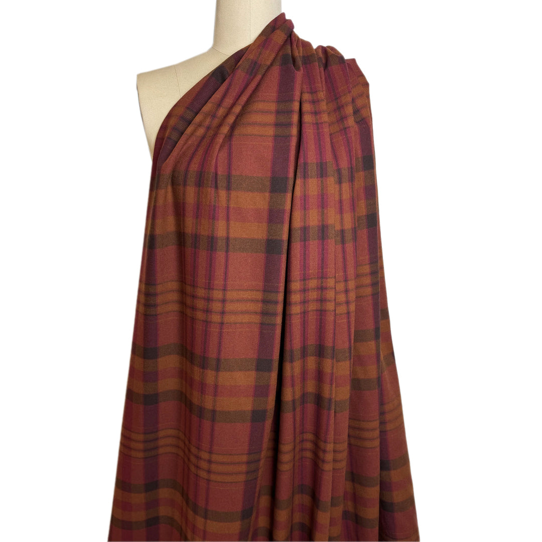 Italian spice tones plaid all-wool twill weave dress weight 1.875 yds